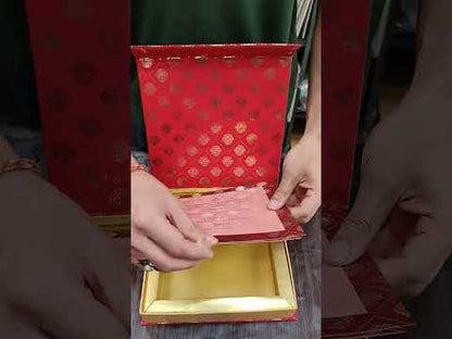 KL9110 Cardboard Wedding Bhaji Mithai Gift Box with Golden Tray and 2 Printed Card Inserts