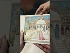 KLB901 Raja Rani Royal Fort Design Blue Color Premium 3D Gold Foil Hardboard Padding Thick Wedding Card (2 Page)