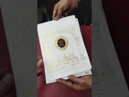 KLB-1072 White Barat Embossed Semi Box Wedding Card (2 Page & Couple Name Wooden Plate)