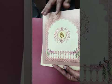 KLB-1191 Creme Pink Royal Arch Peacock Semi Box Wedding Card (2 Page)