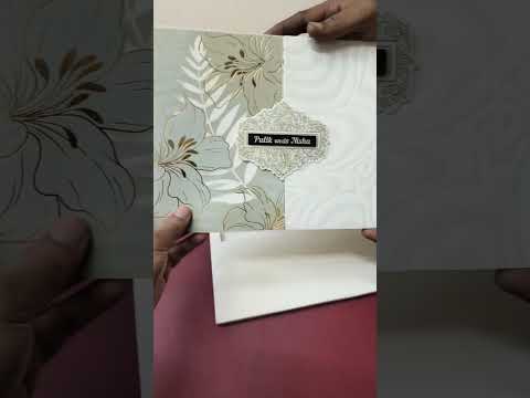 KLB-1561 White Green Floral Door Style Semi Box Wedding Card (2 Page & Couple Name Wooden Plate)