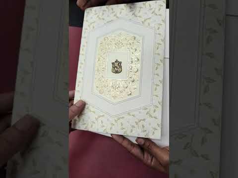 KLB-1244 White Creme Floral Embossed Semi Box Wedding Card (2 Page)