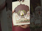 KLB927 Creme Maroon Royal Fort Pichwai Laser Cut Padded Thick Wedding Card (2 Page & Couple Initial Acrylic)