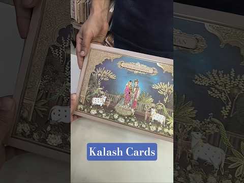 KLB563 Royal Pichwai Theme Raja Rani Design Hardboard Padding Thick Wedding Card (2 Page)