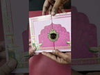 KLB905 Pink Royal Fort Peacock Door Style Padded Thick Wedding Card (2 Page & Couple Name Acrylic)