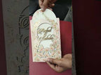KLB-1025 Peach Floral Couple Name Laser Cut Wedding Card (2 Page)
