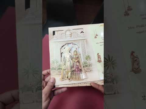 KLB-1371 Brown Bride Groom Laser Cut Carry Bag Style MDF Thick Wedding Card (2 Page)