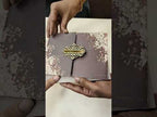 KLB906 Maroon Magenta Floral Door Style Padded Thick Wedding Card (2 Page & Couple Name Acrylic)