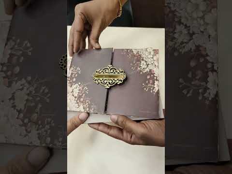 KLB906 Maroon Magenta Floral Door Style Padded Thick Wedding Card (2 Page & Couple Name Acrylic)