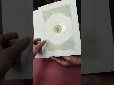 KLB-1184 White Creme Traditional Laser Cut Embossed Semi Box Wedding Card (2 Page)