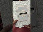 KLB-1166 White Grey Floral Padded Thick Wedding Card (2 Page & Couple Name Wooden Plate)