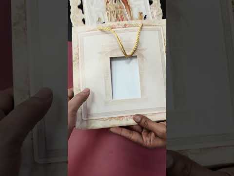 KLB-1360 Creme Bride Groom Laser Cut Carry Bag Style MDF Thick Wedding Card (2 Page)