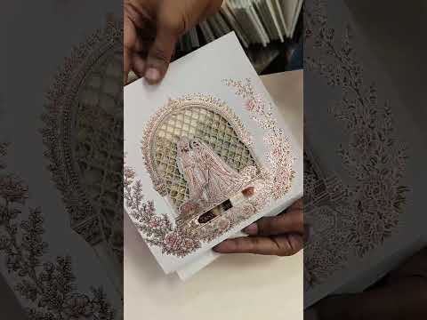 KLB708 Dulha Dulhan Design Laser Cut Hardboard Padding Thick Wedding Card (2 Page & Couple Name Acrylic)