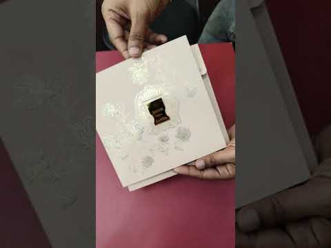 KLB-1008 Creme Floral Embossed Wedding Card (2 Page & Couple Name Acrylic)