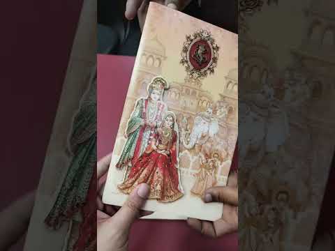 KLB-1413 Creme Peach Bride Groom Barat Laser Cut Semi Box Wedding Card (2 Page)