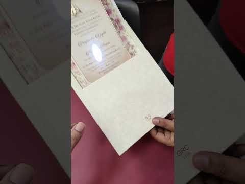 KLB-1292 Creme Pink Rose Floral Semi Box Wedding Card (2 Page & Transparent PVC)