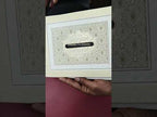KLB-1239 White Creme Traditional Embossed Semi Box Wedding Card (2 Page & Couple Name Wooden Plate)