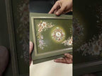 KLB847 Floral Design Green Color Leatherette Hardboard Padding Thick Wedding Card (2 Page & Couple Initial Acrylic)