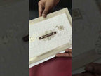 KLB-1400 Creme Golden Elephant Padded Thick Wedding Card (2 Page & Couple Name Wooden Plate)