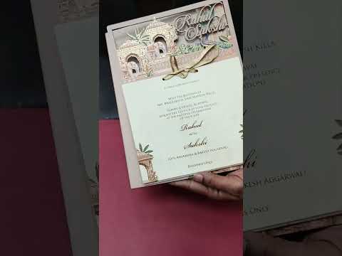 KLB697 Peacock Elephant Design Brown Color Couple Name Laser Cut MDF Thick Wedding Card (2 Page)