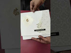 KLB-1236 White Green Floral Semi Box Wedding Card (2 Page & Couple Name Wooden Plate)