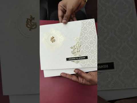 KLB-1236 White Green Floral Semi Box Wedding Card (2 Page & Couple Name Wooden Plate)