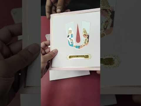 KLB-1158 Creme Tirupati Balaji & Padmavathi Semi Box Wedding Card (2 Page & Couple Name Acrylic)