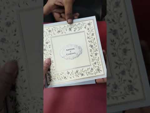 KLB-1154 Creme Blue Floral Semi Box Wedding Card (2 Page)