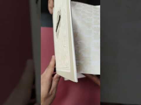 KLB-1164 White Creme Floral Padded Thick Wedding Card (2 Page & Couple Name Wooden Plate)