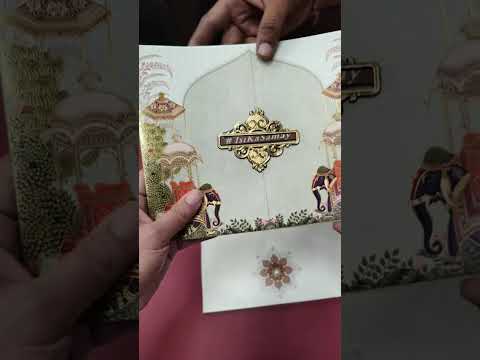 KLB-1419 Green Elephant Door Style Semi Box Wedding Card (2 Page & Couple Name Wooden Plate)
