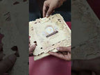 KLB-1366 Creme Floral Laser Cut Carry Bag Style MDF Thick Wedding Card (2 Page & Couple Name Wooden Plate)