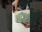 KLB798 Floral Design Green Color Double Door Style Hardboard Padding Thick Wedding Card (2 Page & Couple Initial Acrylic)