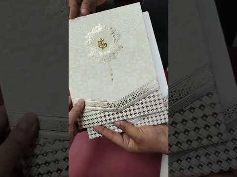 KLB-1279 White Creme Floral Embossed Padded Thick Wedding Card (2 Page)