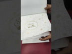 KLB-1287 White Creme Floral Embossed Padded Thick Wedding Card (2 Page & Couple Name Wooden Plate)