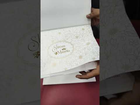 KLB-1287 White Creme Floral Embossed Padded Thick Wedding Card (2 Page & Couple Name Wooden Plate)