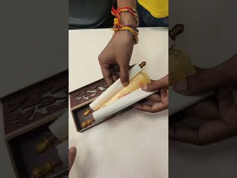 KLB831 Floral Design Brown Golden Color Laser Cut Scroll Box Type MDF Thick Wedding Card