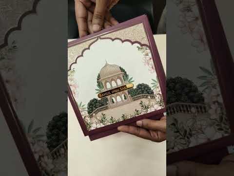 KLB-1038 Creme Maroon Royal Fort Padded Thick Wedding Card (2 Page & Couple Name Acrylic)