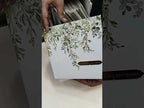 KLB704 Floral Design White Green Color Hardboard Padding Thick Wedding Card (2 Page & Couple Name Acrylic)