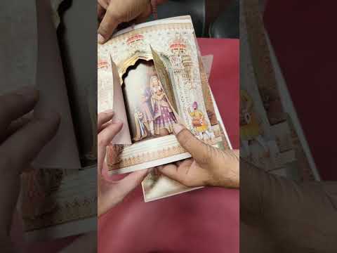 KLB-1444 Creme Bride Groom Door Style Semi Box Wedding Card (2 Page)