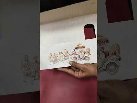 KLB-1347 Creme Bride Groom Semi Box Wedding Card (2 Page & Couple Name Wooden Plate)