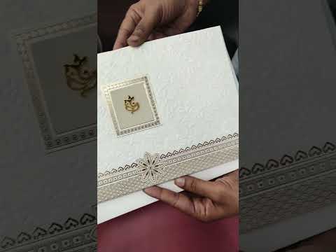 KLB-1168 White Creme Floral Embossed Padded Thick Wedding Card (2 Page)