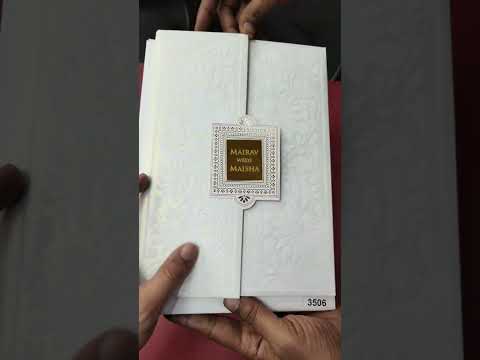 KLB-1075 White Floral Door Style Padded Thick Wedding Card (2 Page & Couple Name Acrylic)