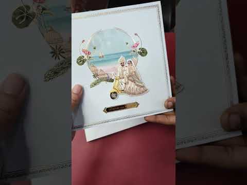 KLB-1157 Blue Bride Groom Semi Box Wedding Card (2 Page & Couple Name Acrylic)