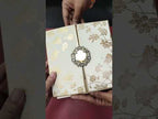 KLB859 Rose Floral Design White Golden Color Double Door Style Hardboard Padding Thick Wedding Card (2 Page & Couple Name Acrylic)