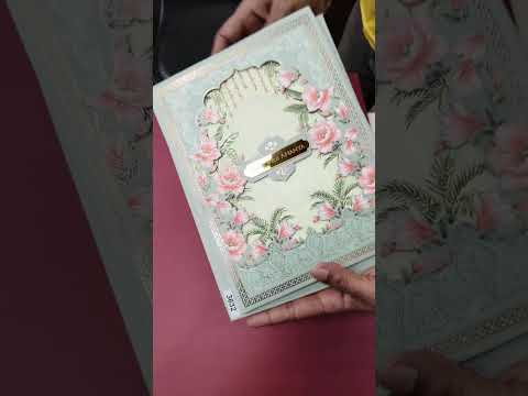 KLB-1055 Green Floral Laser Cut Padded Thick Wedding Card (2 Page & Couple Name Acrylic)