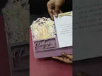 KLB691 Dulha Dulhan Design Purple Color Couple Name Laser Cut MDF Thick Wedding Card (2 Page)