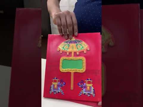 KL0167 Umbrella Elephant Design Hardboard Padding Thick Wedding Card with 2 Inserts and Envelope