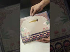 KLB755 Royal Fort Lotus Design Brown Color Embossed Semi Box Wedding Card (2 Page & Couple Name Acrylic)