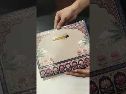 KLB755 Royal Fort Lotus Design Brown Color Embossed Semi Box Wedding Card (2 Page & Couple Name Acrylic)