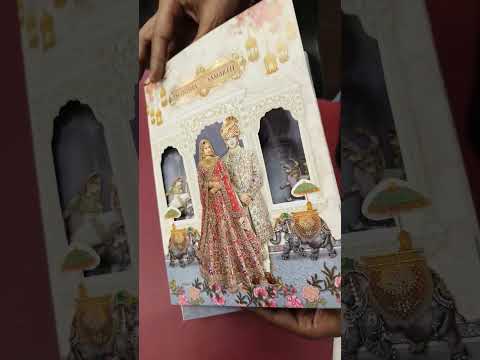 KLB-1222 Creme Blue Bride Groom Semi Box Wedding Card (2 Page)